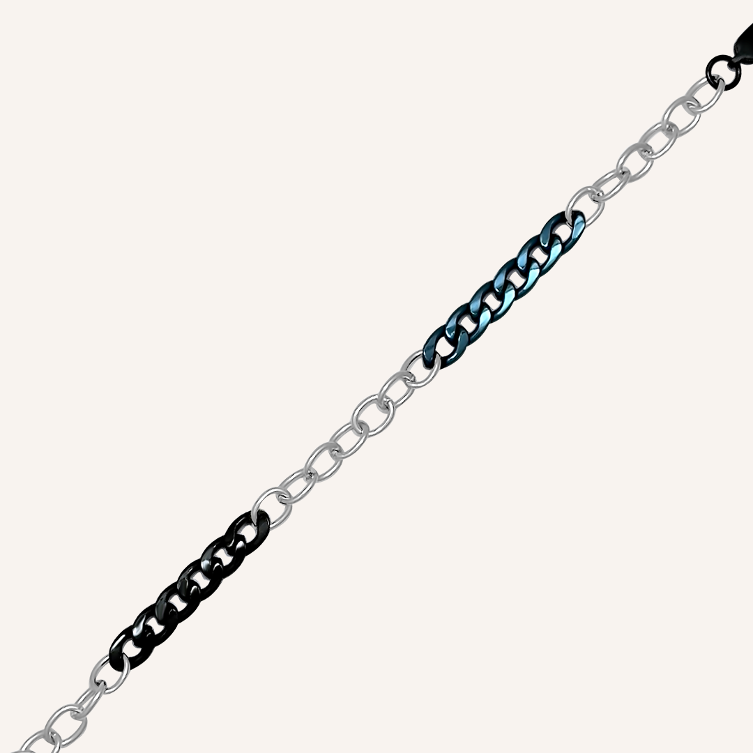 Nevin Trio Hybrid Chain Bracelet - Blue Black Silver
