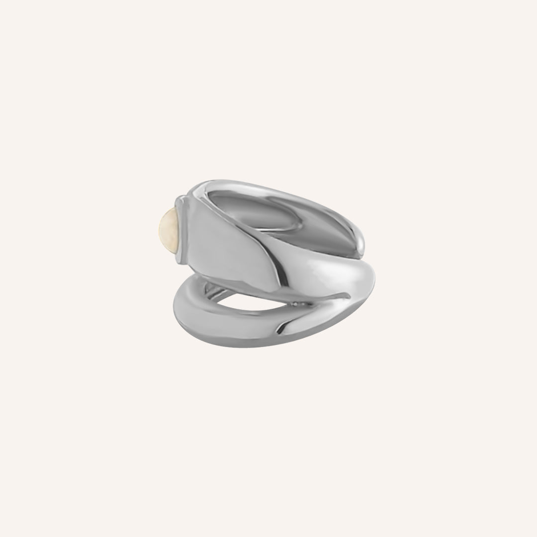 Nola Pearl Layered Ear Cuff - Silver