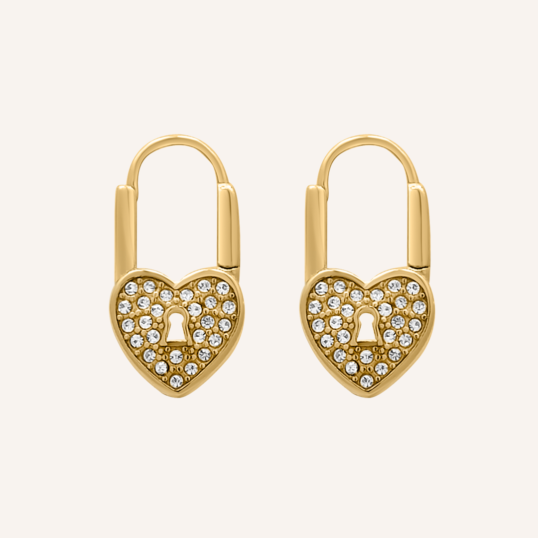 Nura Love Lock Hoop Earrings - Gold