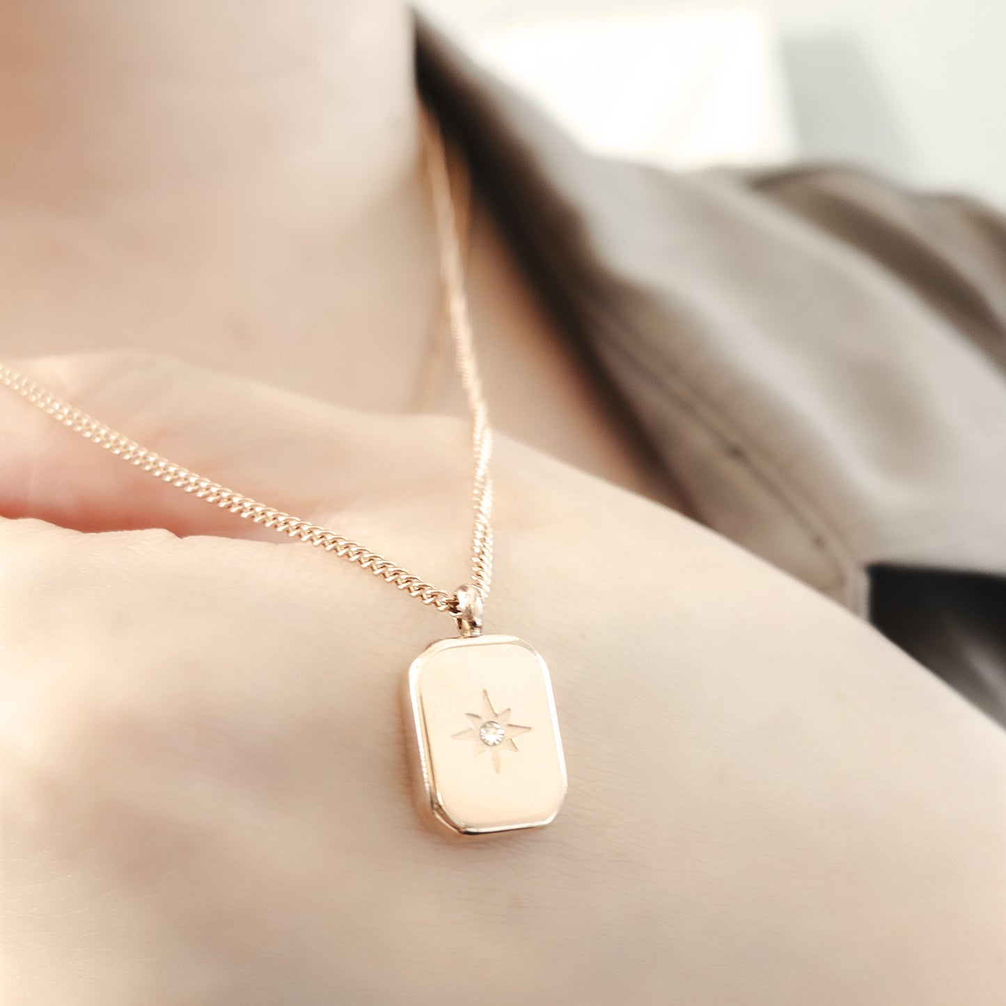 Saint Star Rectangle Layered Necklace - Rose Gold