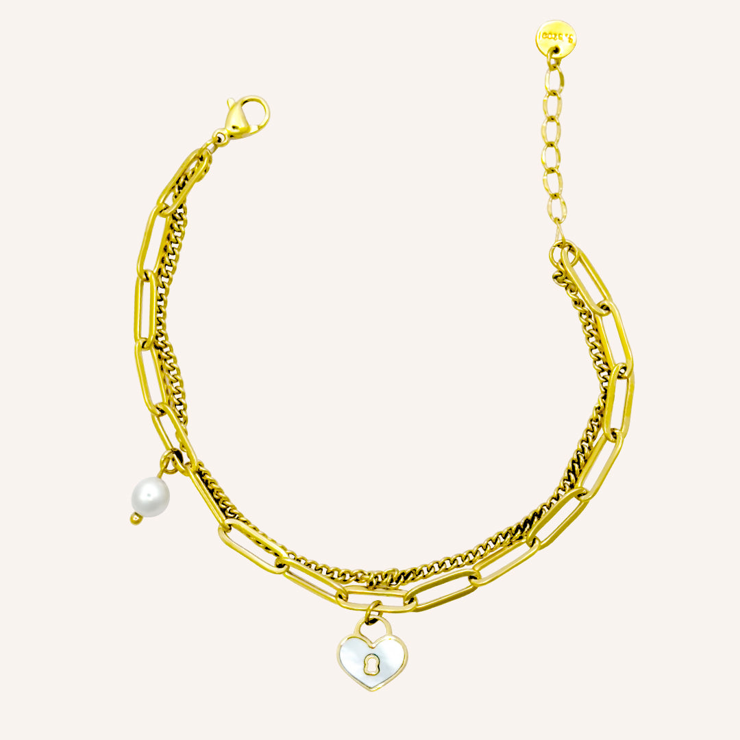 Sweet Heart Love Shell Lock Bracelet - Gold
