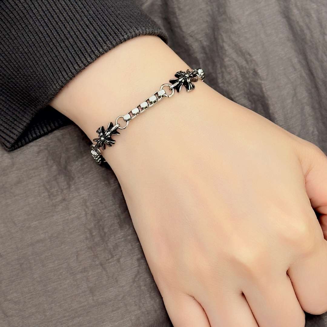 Dax Chrome Cross Barista Chain Bracelet - BLFX
