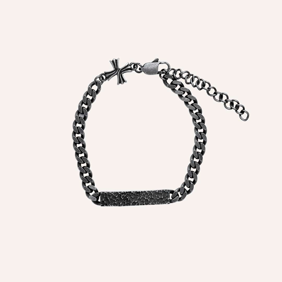 Emare Textured Bar Cross Cuban Bracelet - smoke - BLFX