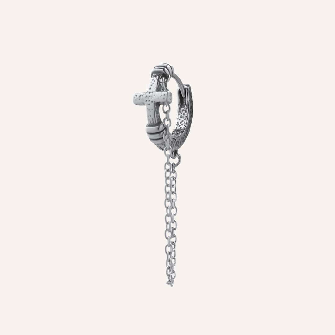 Escale Cross Chain Hoop Earring - BLFX