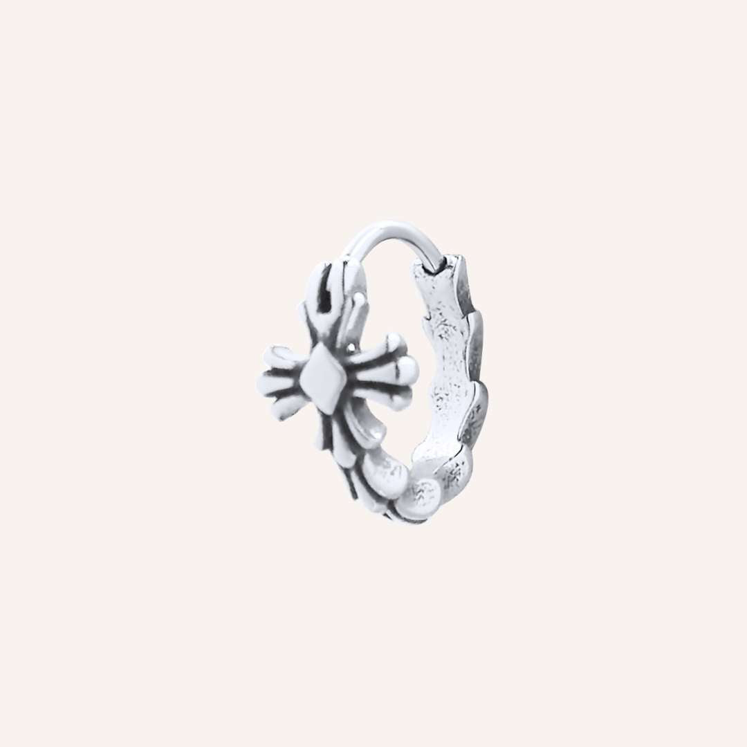Ansel Chrome Cross Hoop Earring - Single - BLFX