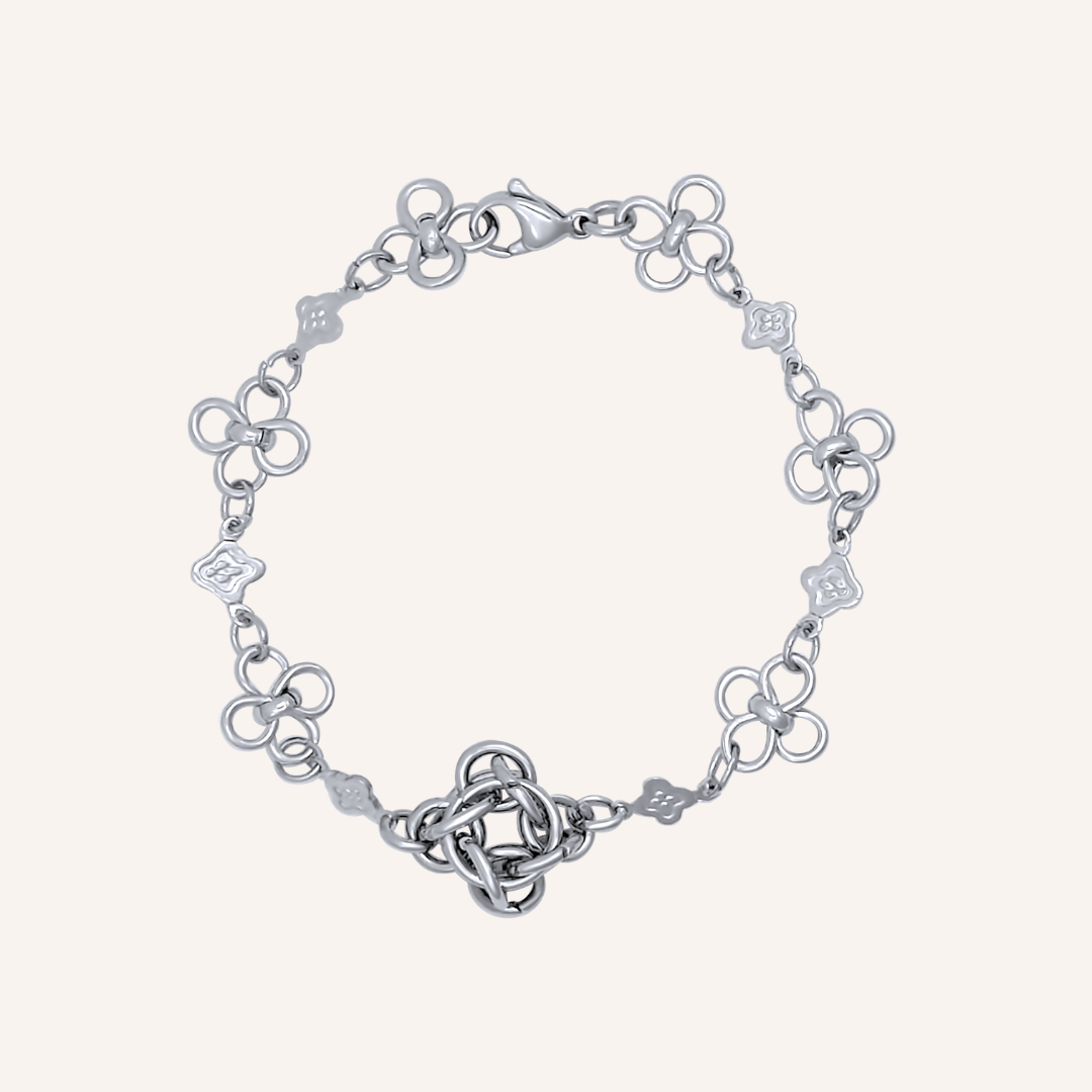 Gio Chainmail Clover Bracelet - Silver