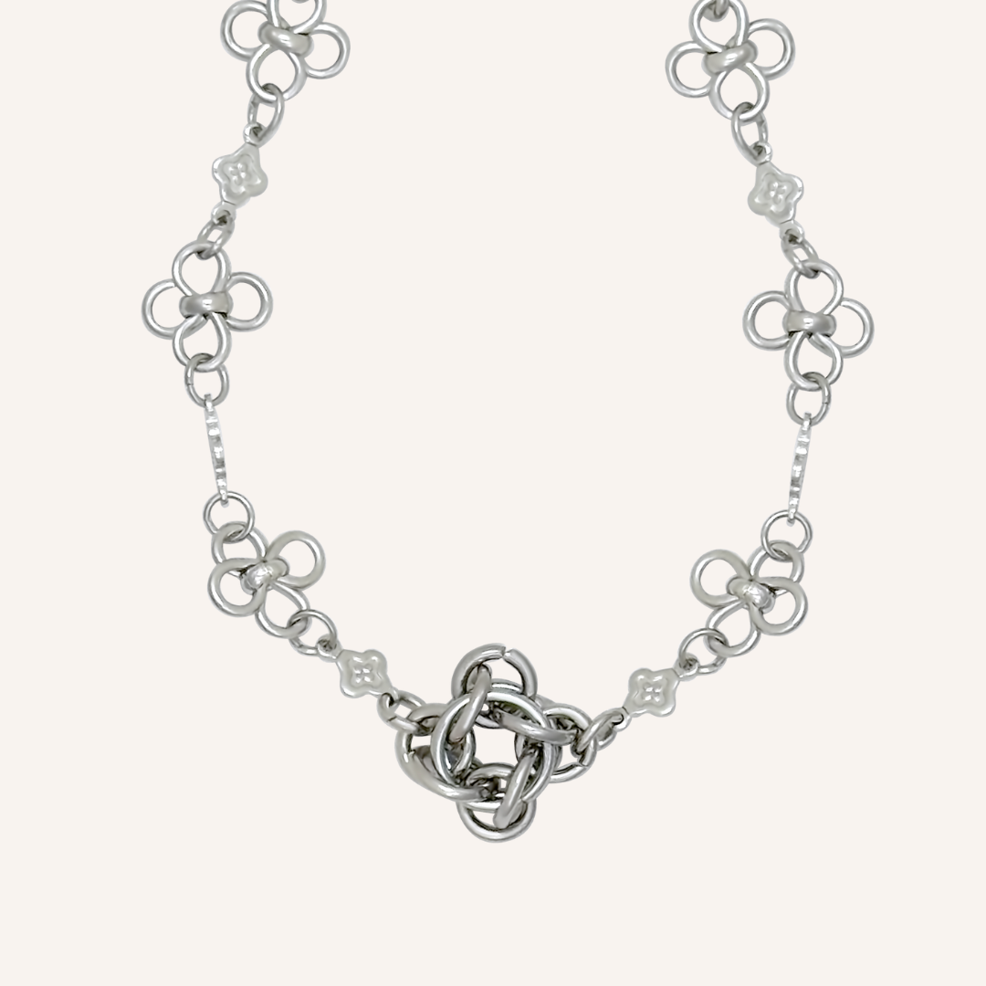 Gio Chainmail Clover Bracelet - Silver