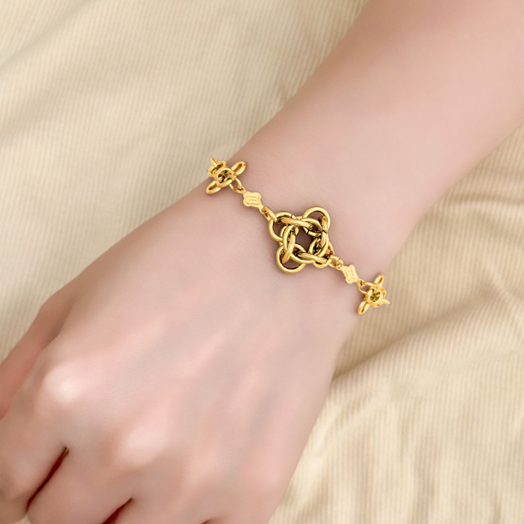 Gio Chainmail Clover Bracelet - Gold - BLFX