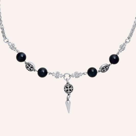 Garret Chrome Cross Blue Tiger Eye Necklace - BLFX