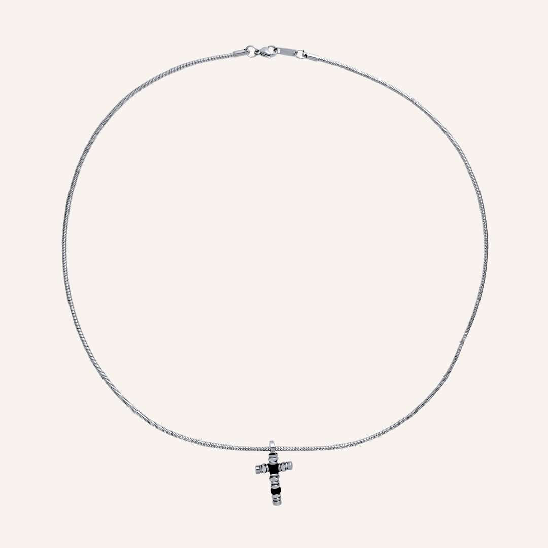 Granger Bead Cross Long Necklace (Black) - BLFX