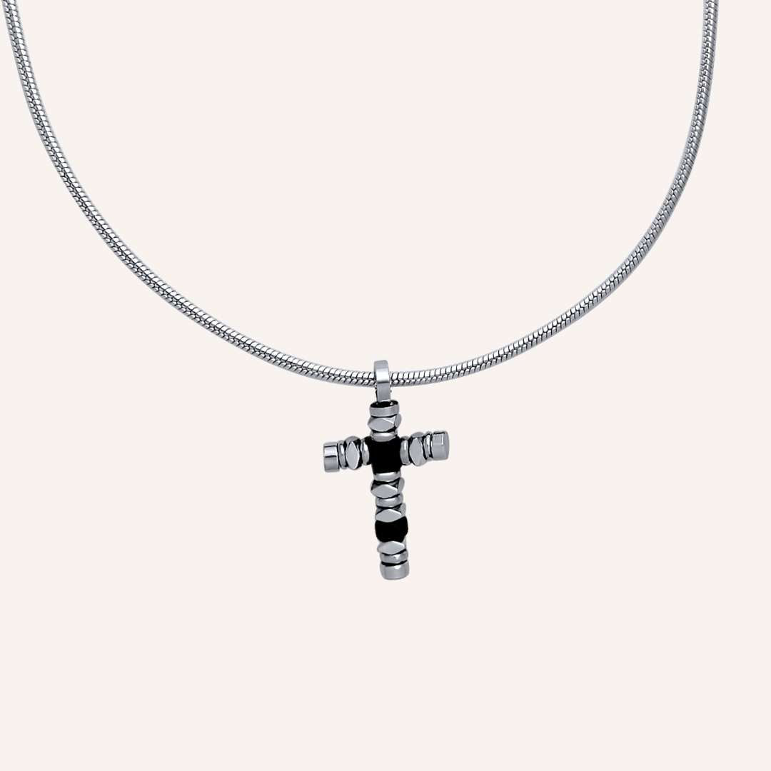 Granger Bead Cross Long Necklace (Black) - BLFX