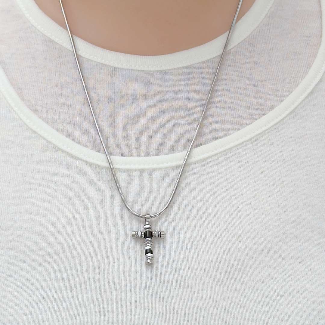 Granger Bead Cross Long Necklace (Black) - BLFX