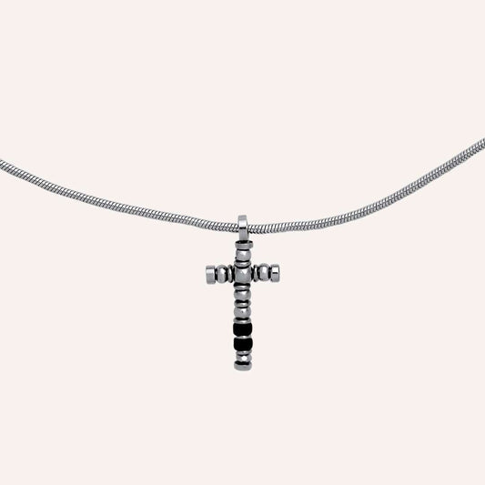 Granger Bead Cross Long Necklace (Silver) - BLFX