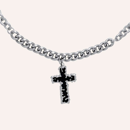 Guthrie Black Cross Chain Necklace - BLFX