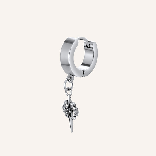 Albert Chrome Star Hoop Earring - Single