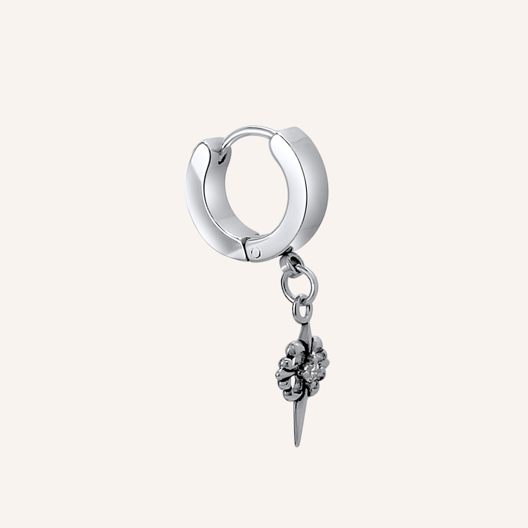 Albert Chrome Star Hoop Earring - Single