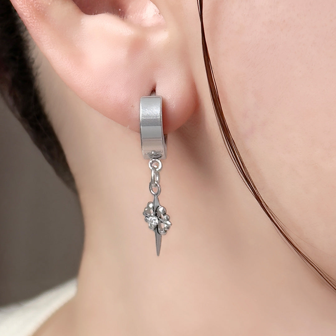 Albert Chrome Star Hoop Earring - Single