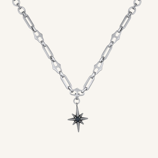 Alma Black Star Pointy Chain Necklace