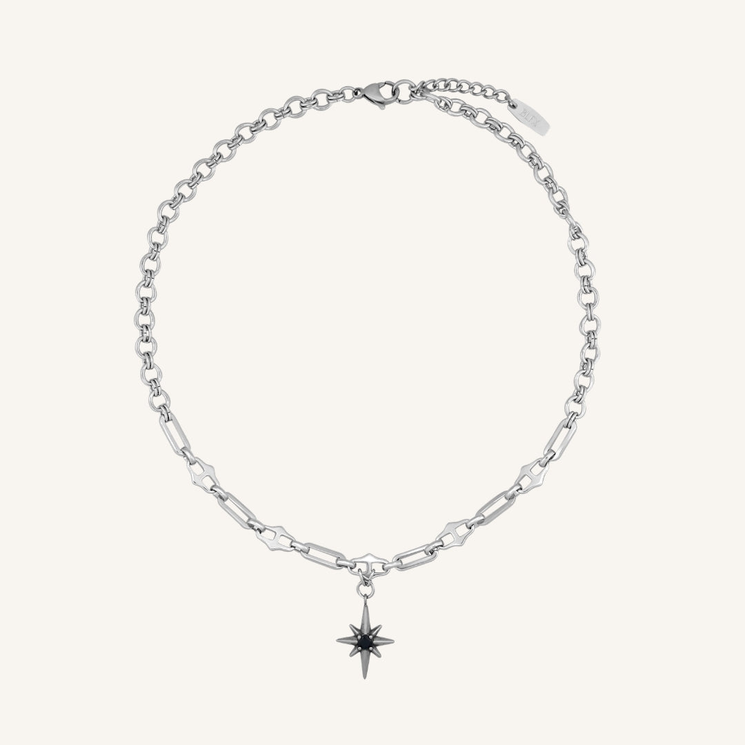 Alma Black Star Pointy Chain Necklace