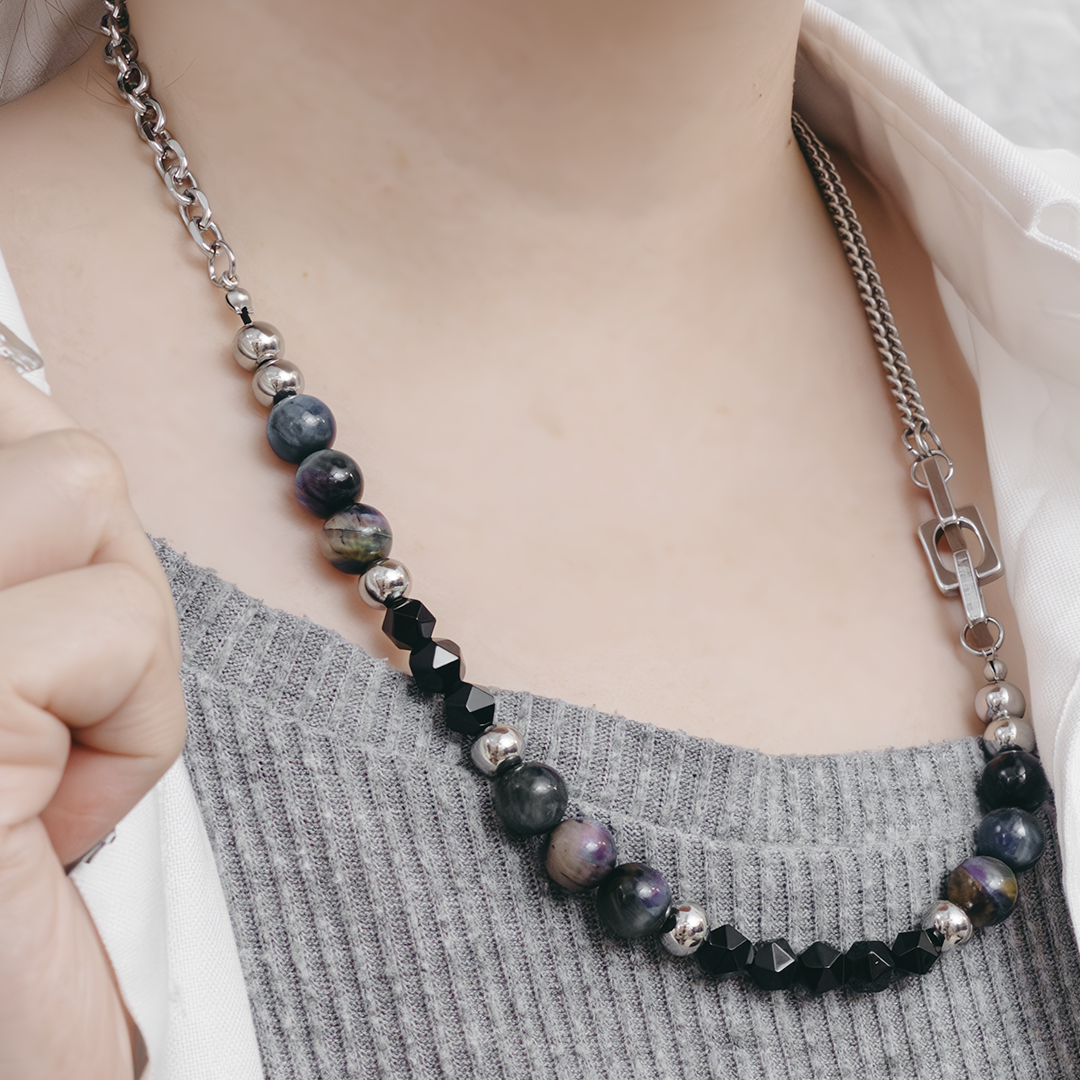 Alvan Galaxy Agate Stone Hybrid Chain Necklace