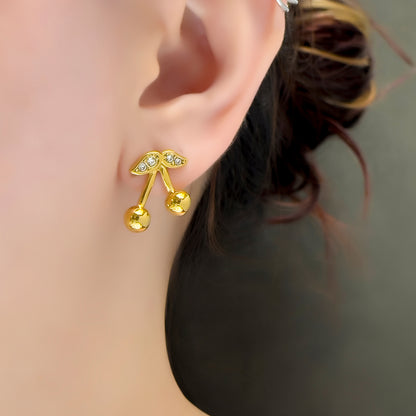 Amanda Cherry Stud Earring - Gold