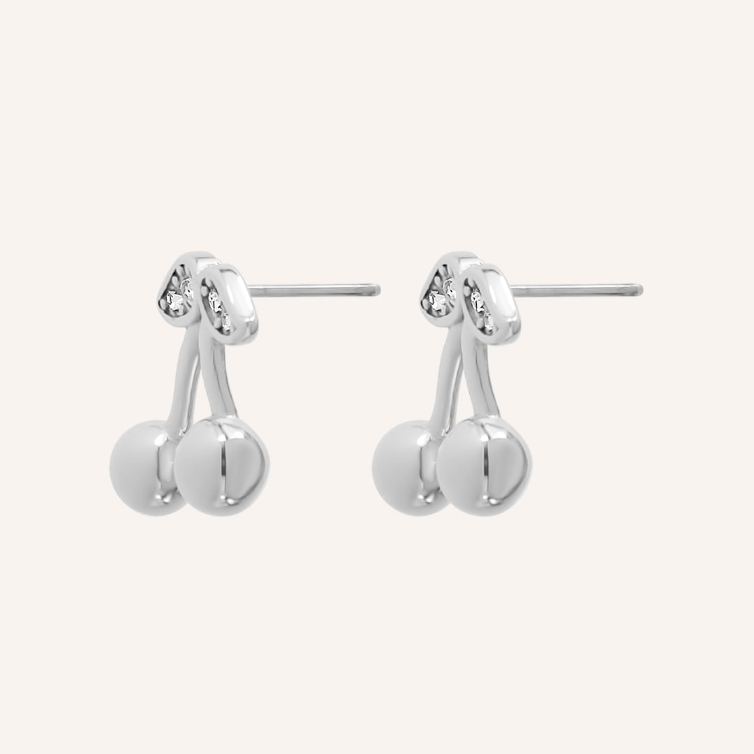 Amanda Cherry Stud Earring - Silver