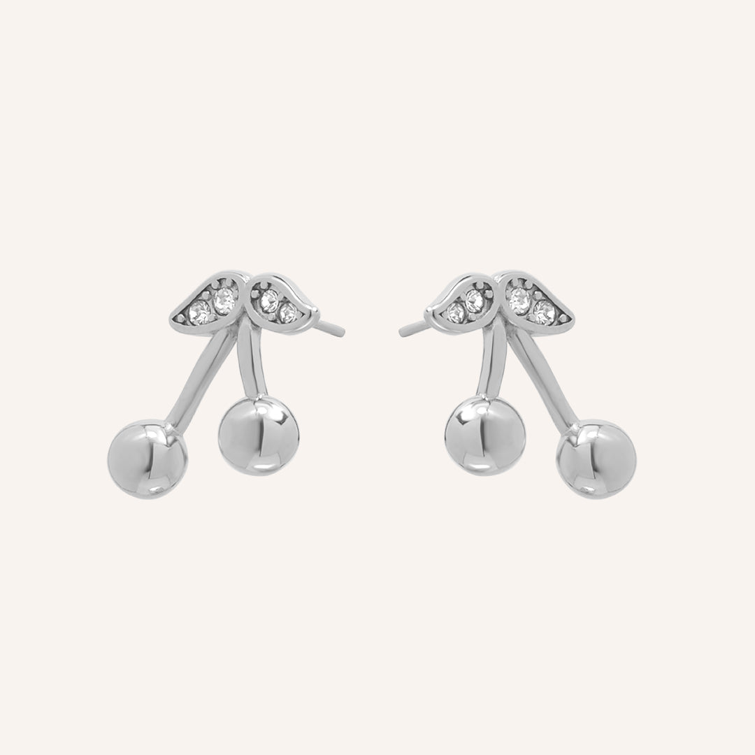 Amanda Cherry Stud Earring - Silver