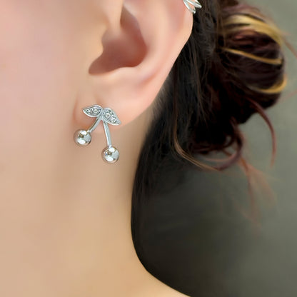 Amanda Cherry Stud Earring - Silver