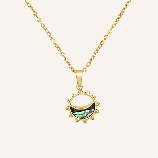 Angus Shell Sun Necklace - Gold Abalone
