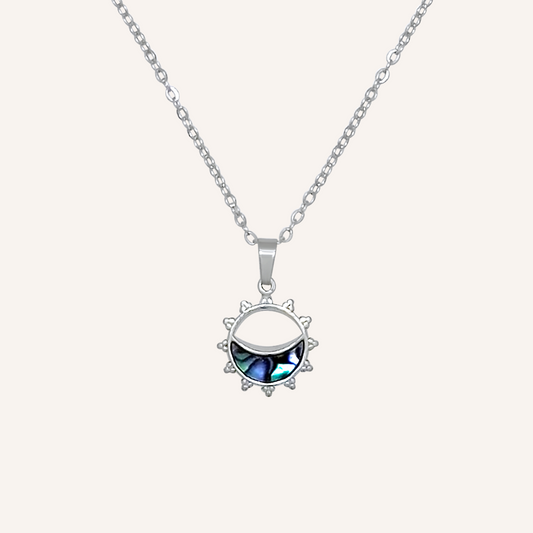 Angus Shell Sun Necklace - Silver Abalone