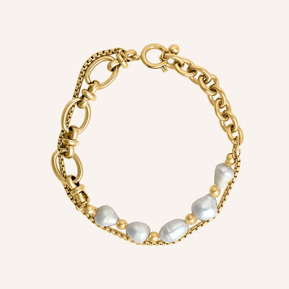 Archer Pearl Hybrid Chain Bracelet - Gold