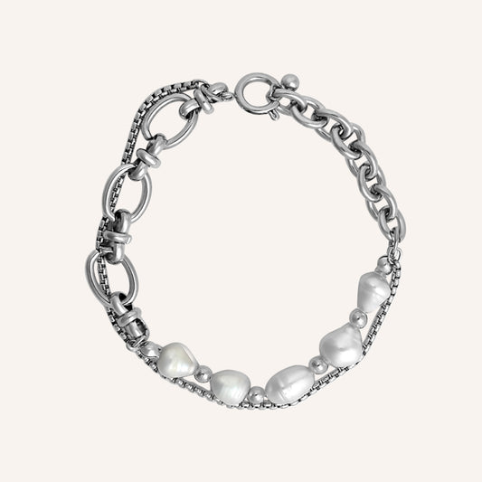 Archer Pearl Hybrid Chain Bracelet - Silver
