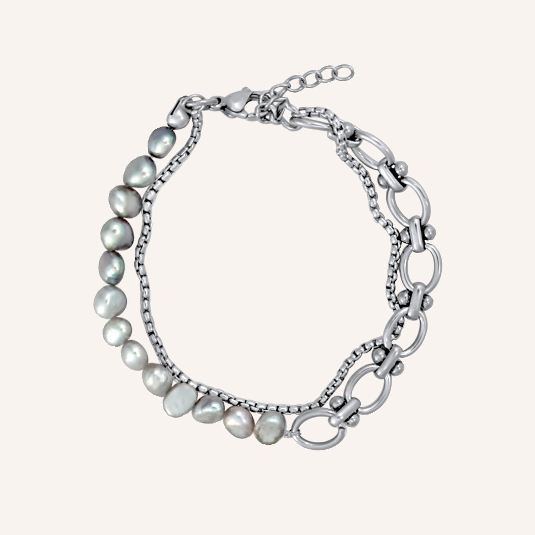 Archie Grey Pearl Hybrid Chain Bracelet