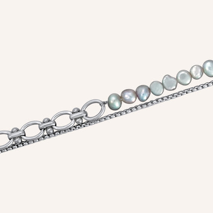 Archie Grey Pearl Hybrid Chain Bracelet
