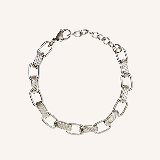 Aspen Texture Chain Link Bracelet - Silver