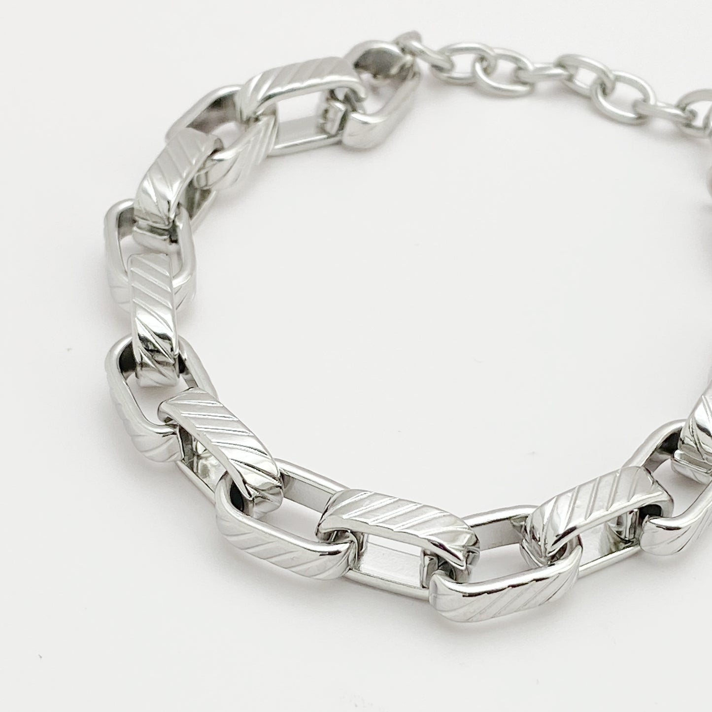Aspen Texture Chain Link Bracelet - Silver