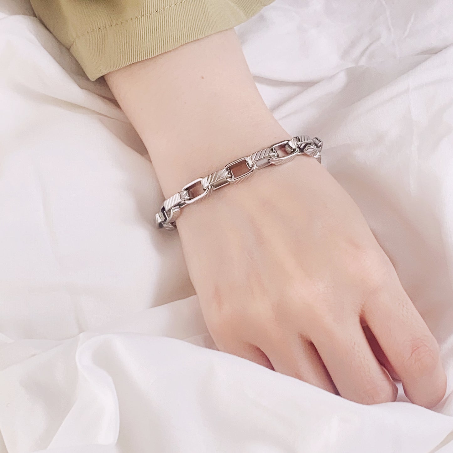 Aspen Texture Chain Link Bracelet - Silver