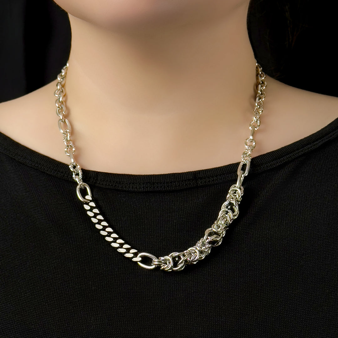Audra Chainmail Hybrid Necklace - Black