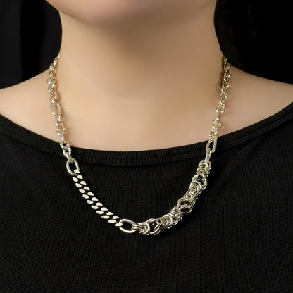 Audra Chainmail Hybrid Necklace - Black