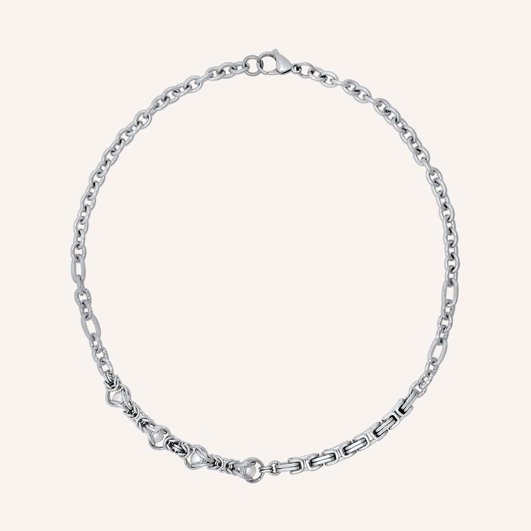 Audra Chainmail Hybrid Necklace - White