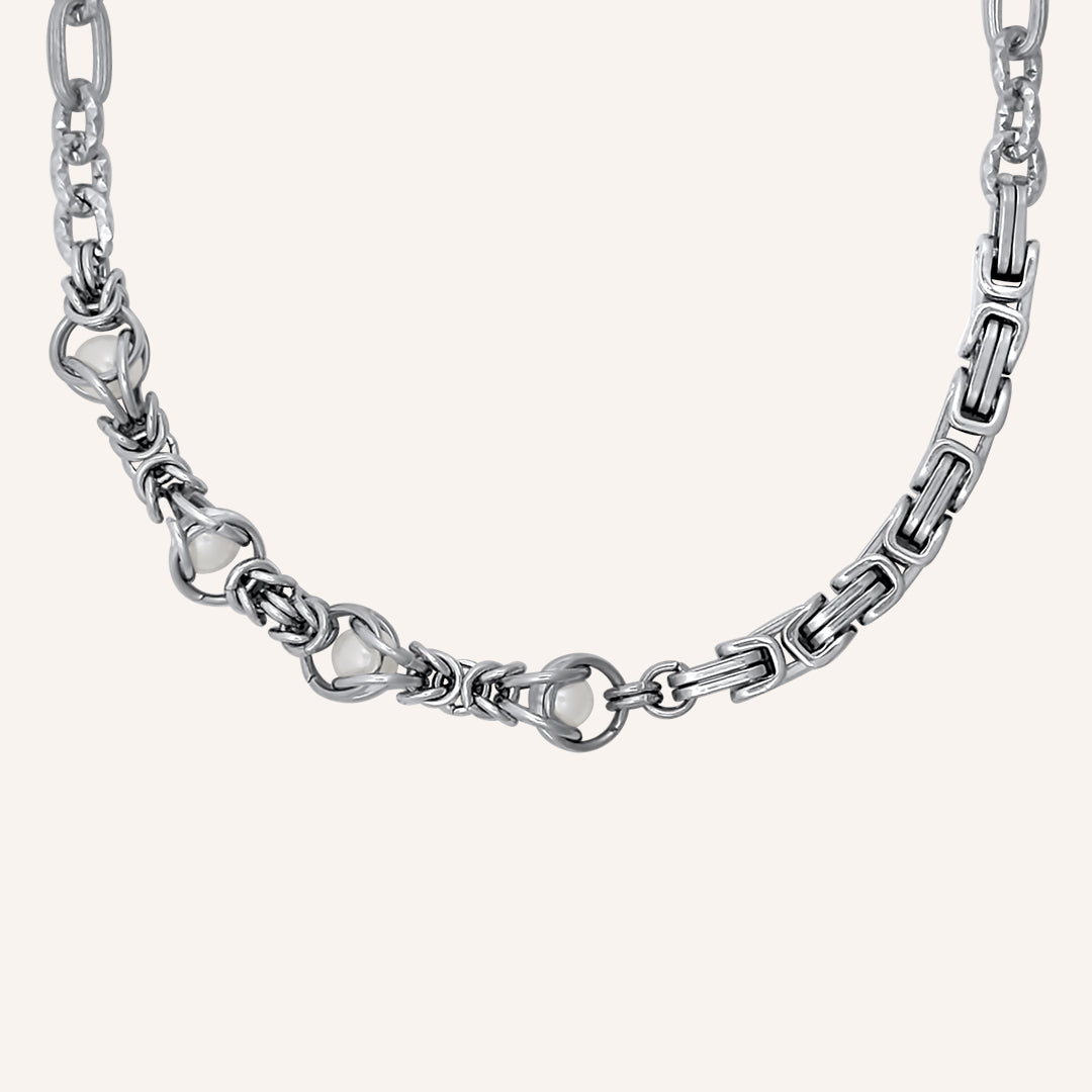 Audra Chainmail Hybrid Necklace - White
