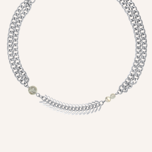 Avan Moonstone Fish Bone Hybrid Chain Necklace
