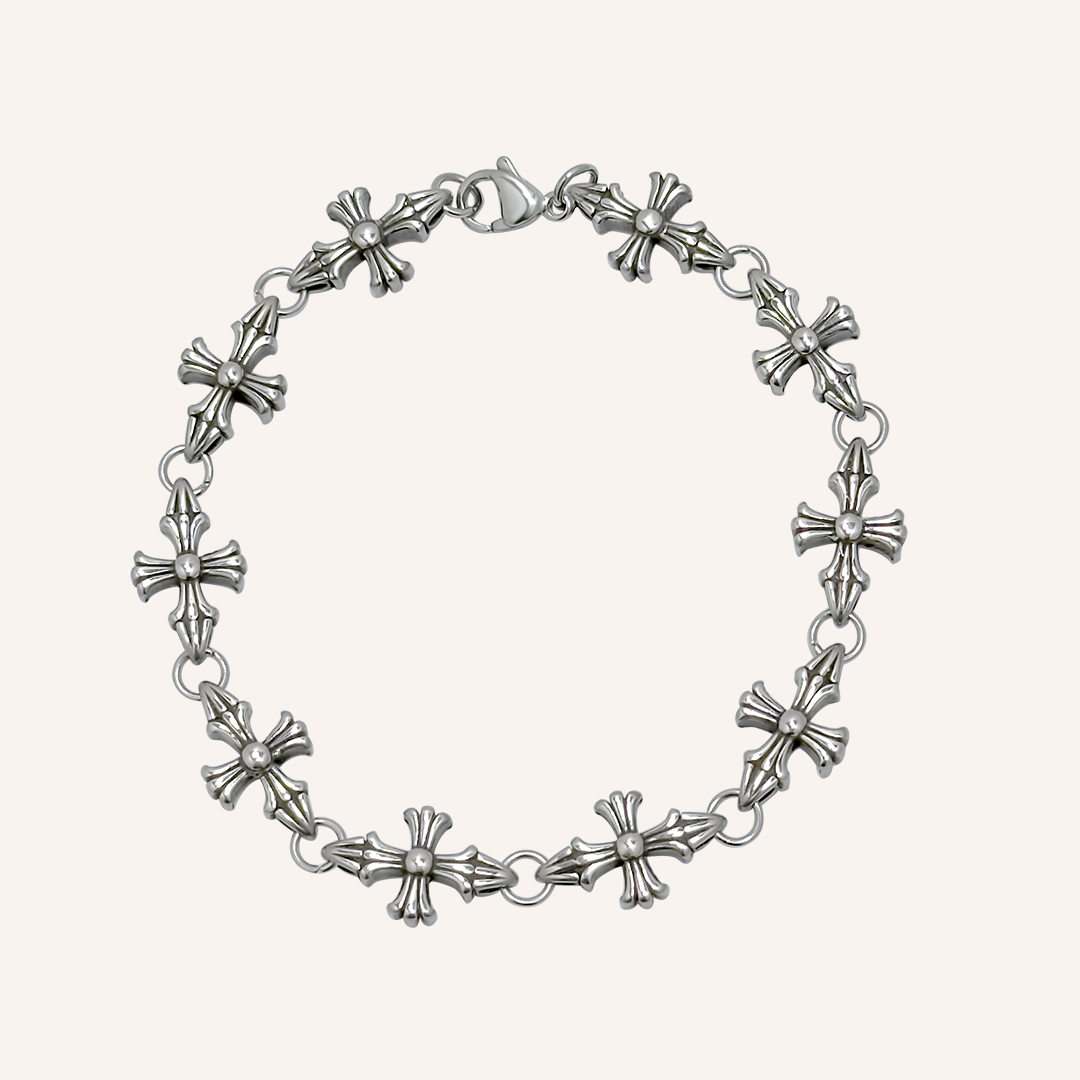 Avi Pointy Chrome Cross Bracelet