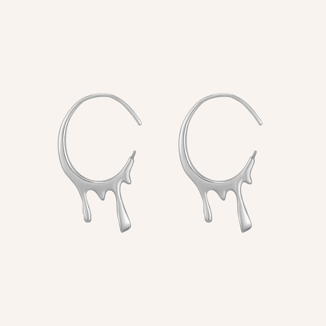 Bailey Melt Rhinestone Hoop Earrings - Silver
