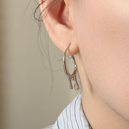 Bailey Melt Rhinestone Hoop Earrings - Silver