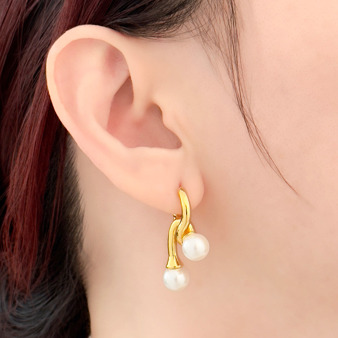 Balin Pearl Knot Hoop Earring - Gold