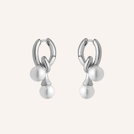 Balin Pearl Knot Hoop Earring - Silver