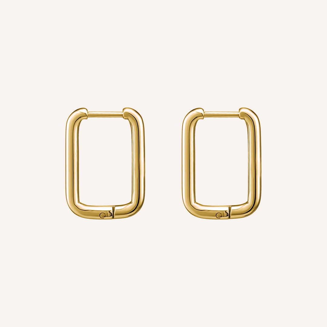 Bare Rounded Rectangle Hoop Earring - Gold