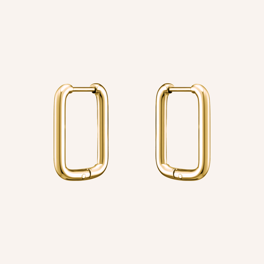 Bare Rounded Rectangle Hoop Earring - Gold