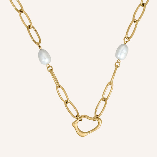 Basilia Pearl Chain Necklace - Gold